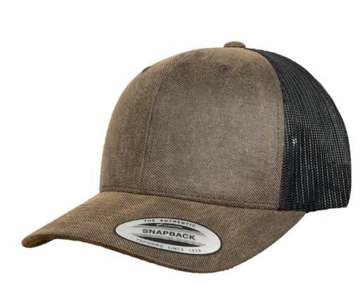 Brown Oil Skin / Black Mesh Cap Snapback